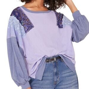 Free People We The Free Feelin It Top Patchwork Boho Size Oversized XS Fall
